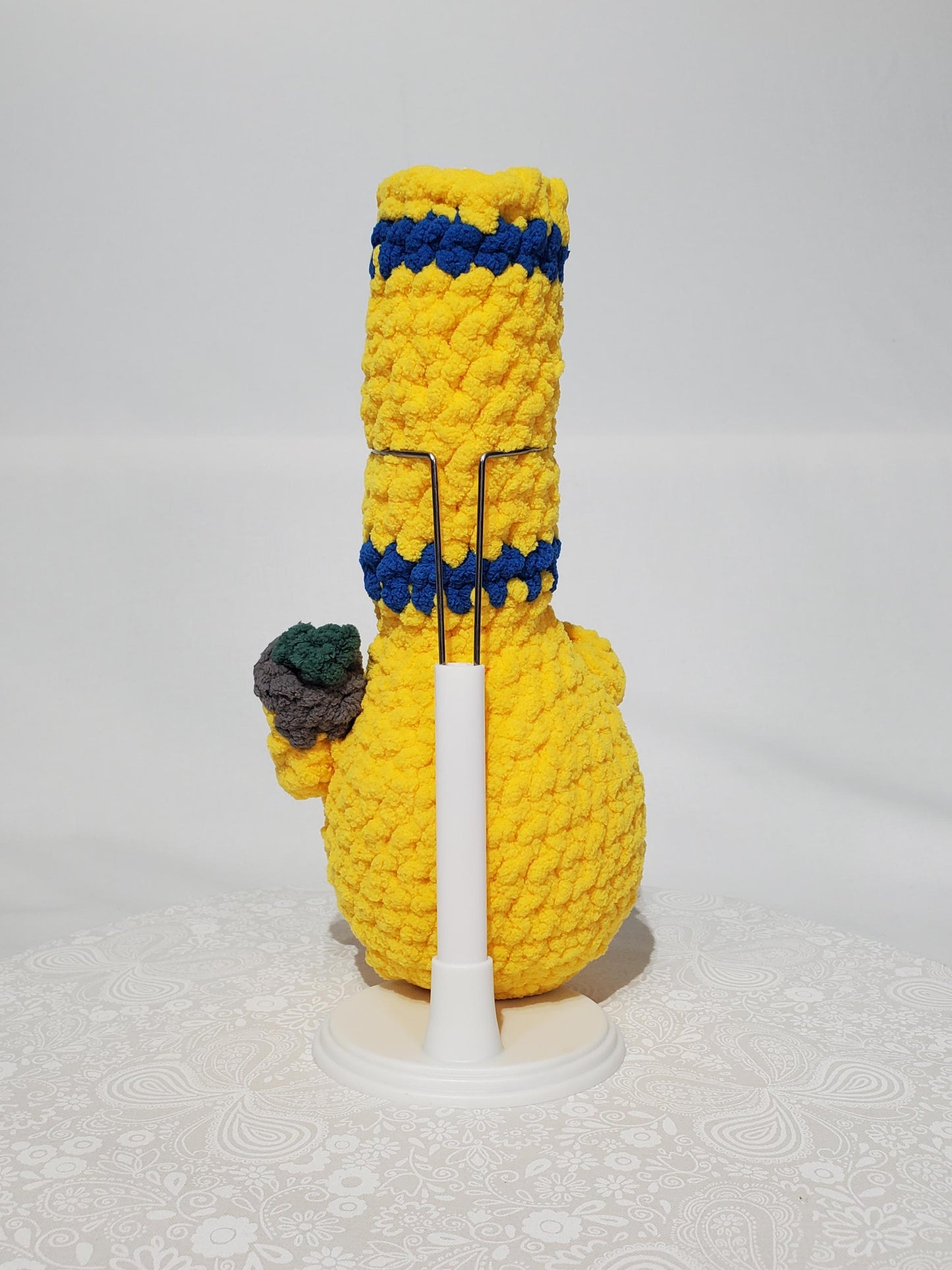 Crochet Bong, yellow and blue