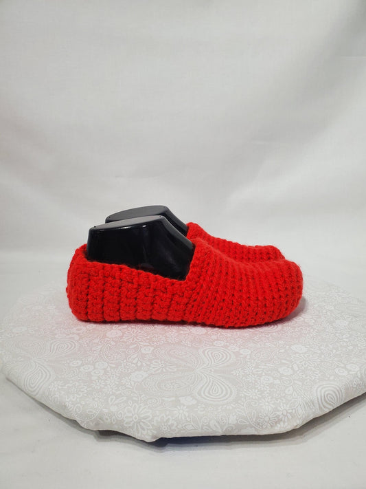 Item #7: Crochet slippers, Orange, size women's 5/6, made with 100% acrylic yarn