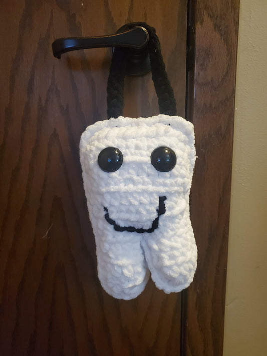 Tooth fairy Pillow, with pocket, hang on door, made with extra soft 100% polyester yarn