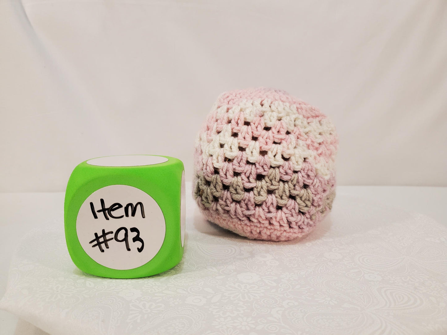 Item #93: Crochet Hat, Pink, Size 3 To 6 Months, Made With 100% Acrylic Yarn