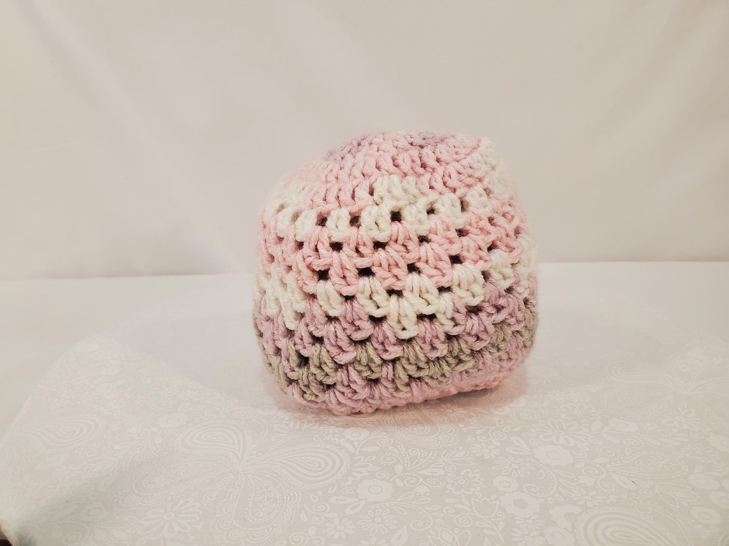 Item #93: Crochet Hat, Pink, Size 3 To 6 Months, Made With 100% Acrylic Yarn