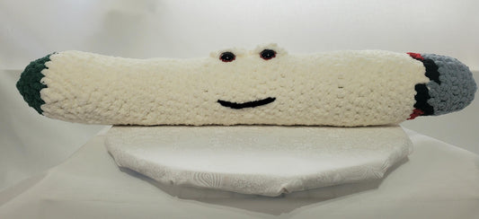 J7 - Crochet Joint / Doobie, made with 100% polyester soft blanket yarn, has safety eyes, approx. 22"x 4"