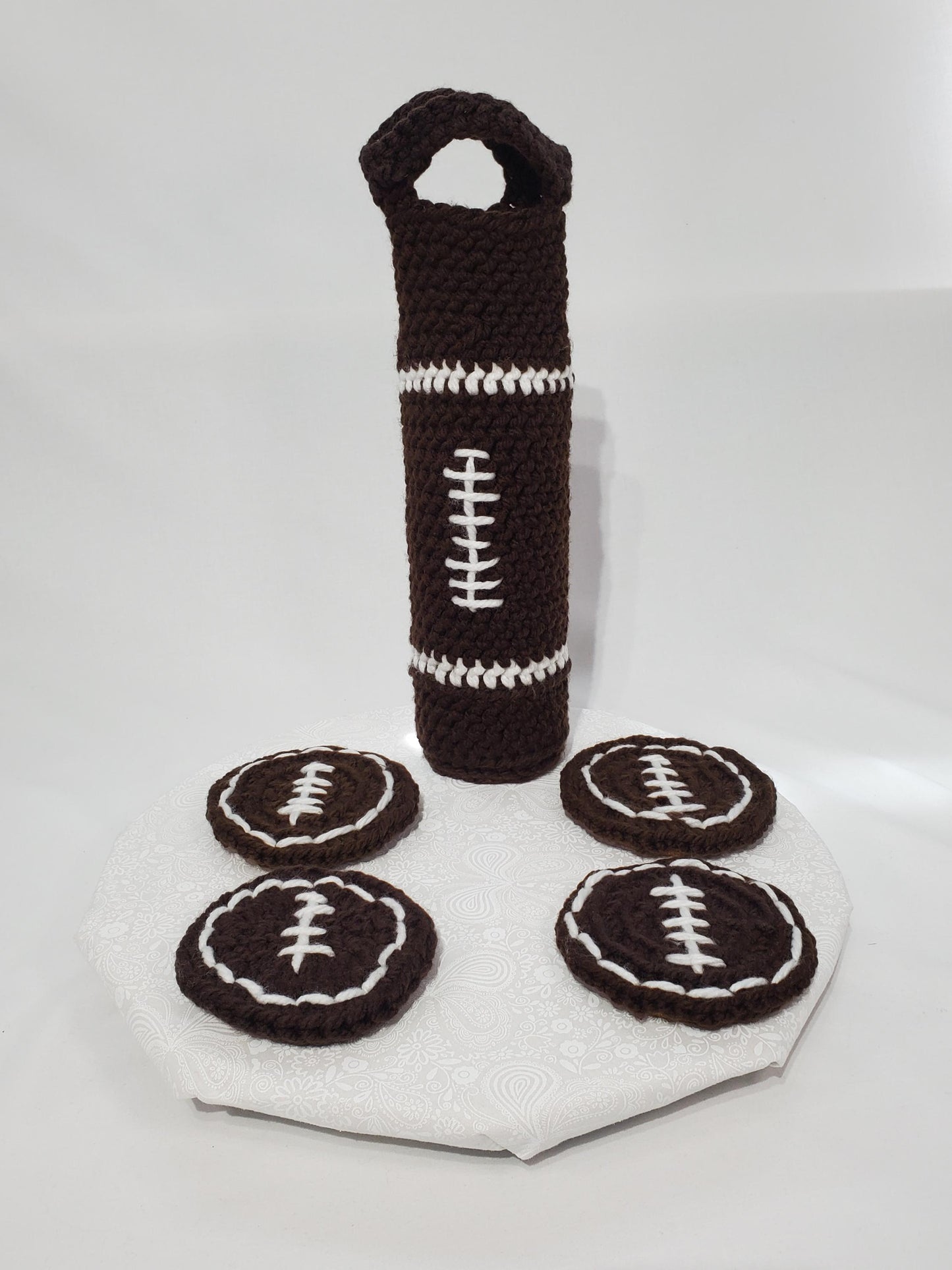Football Wine Cozy and Coaster Set