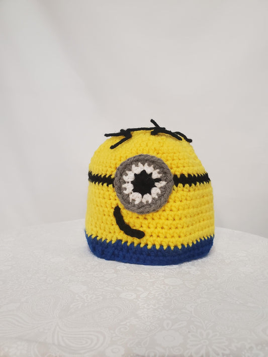 Crochet Minion Inspired Hat, Size 3-6 Months