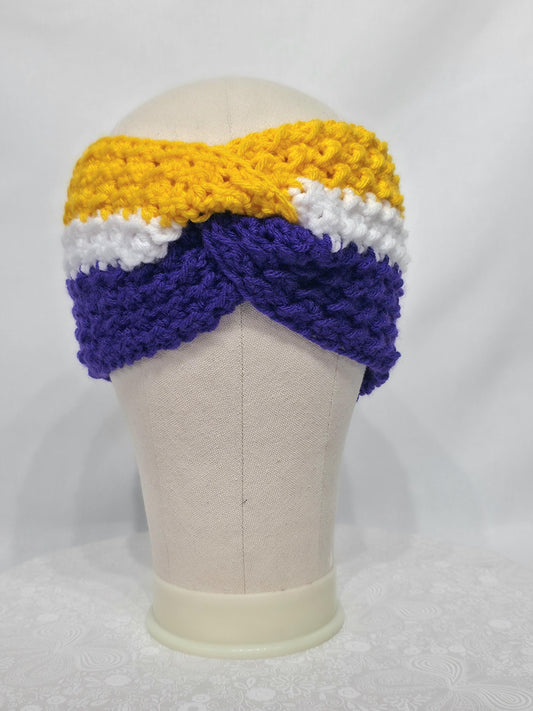 MN Vikings Inspired Crocheted Ear Warmer - Adult S/M