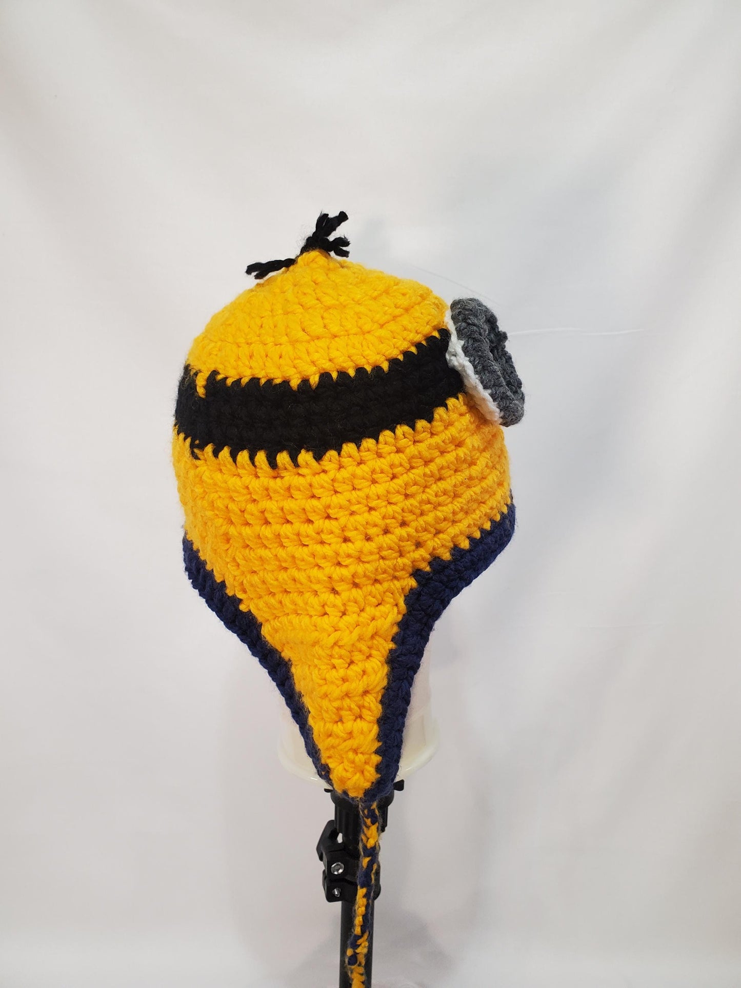 Item #25: Crochet Minion Inspired Hat, Size Adult Medium, Made From 100% Acrylic Yarn