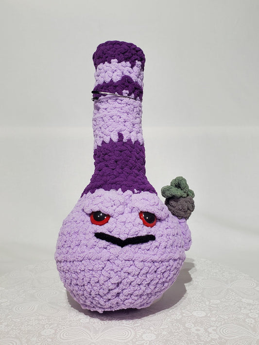 B7: Crochet Bong, Dark and Light Purple, made with 100% polyester, soft blanket yarn, approx. 13" x 6", 8 oz