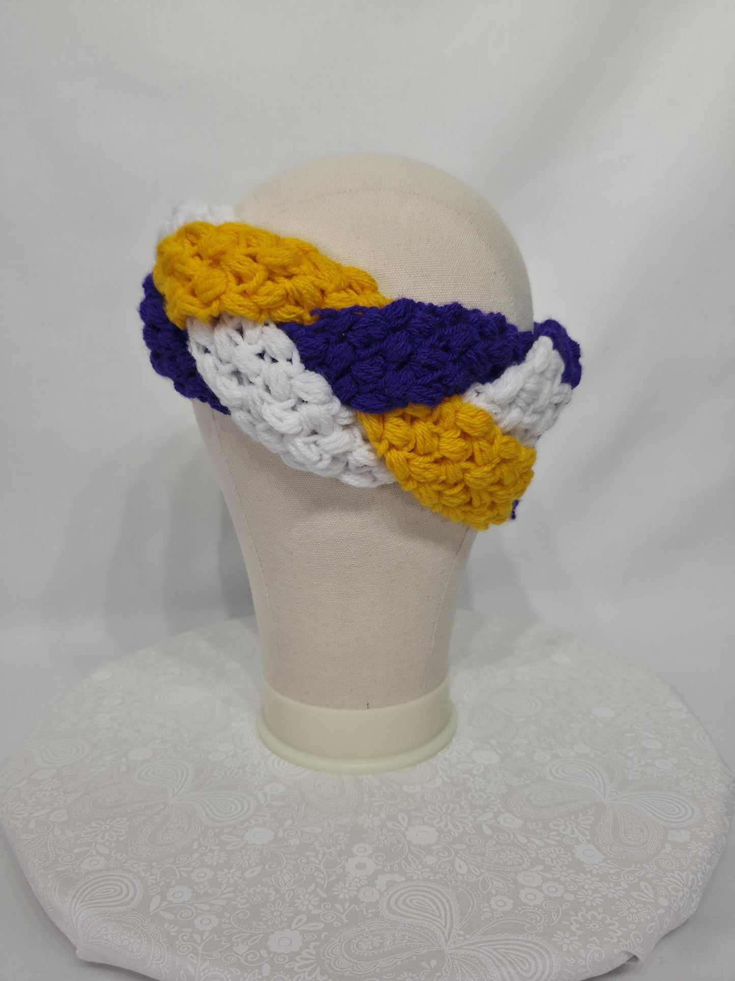 MN Vikings Inspired Crocheted Braided Ear Warmer - Adult Small