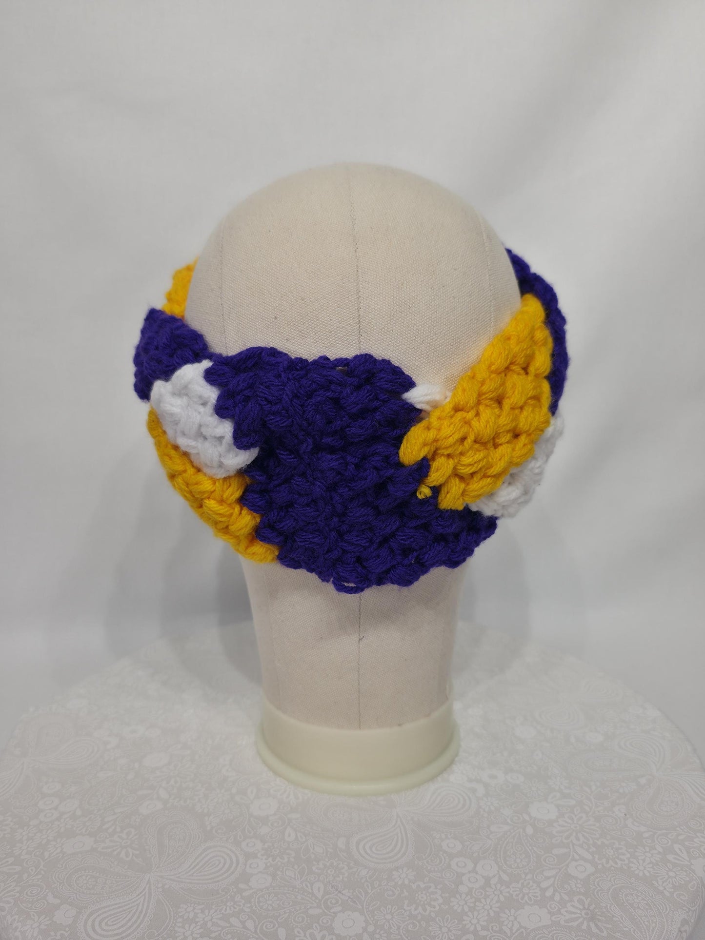 MN Vikings Inspired Crocheted Braided Ear Warmer - Adult Small