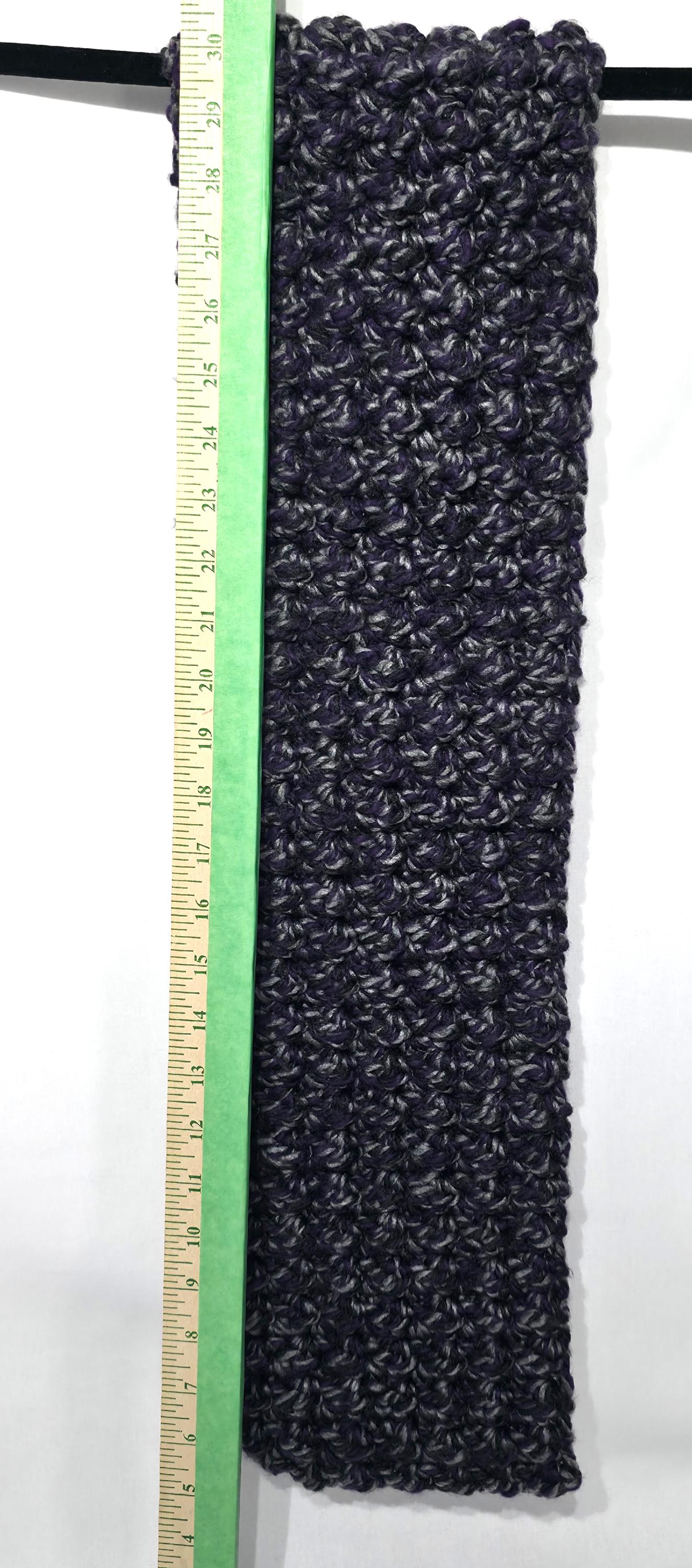 Crochet Ear Warmer and Scarf, Purple And Gray