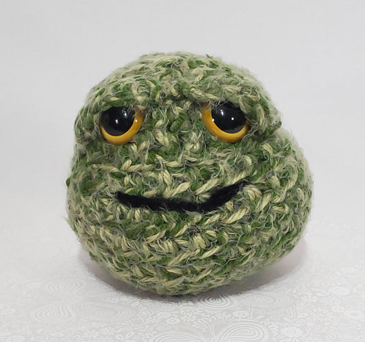 N6: Crochet 420 Nugget made with acrylic and polyester yarn, safety eyes and polyester fiber fill, approx. 7x7, approx. 10 oz.