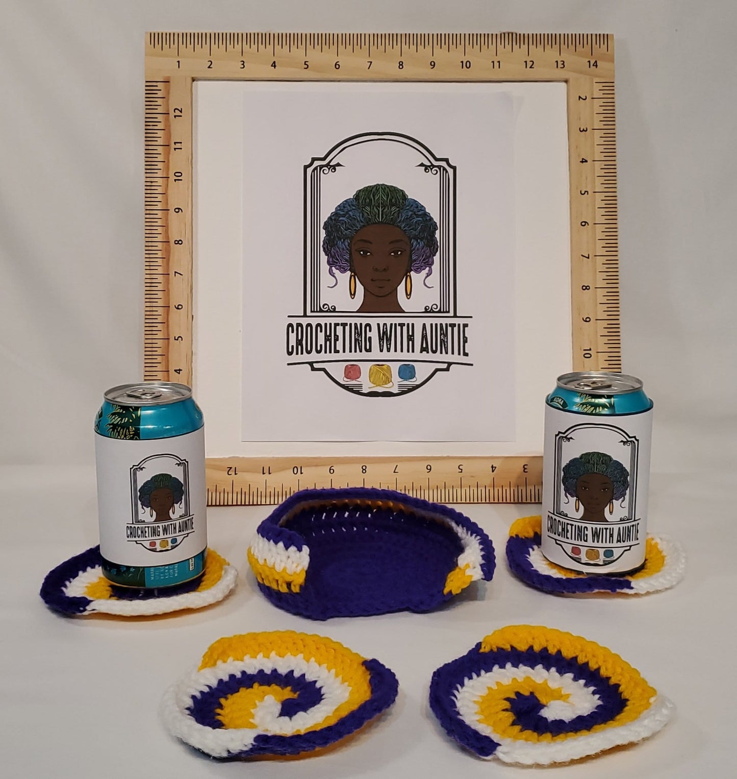 MN Vikings Inspired Coaster Set with Holder