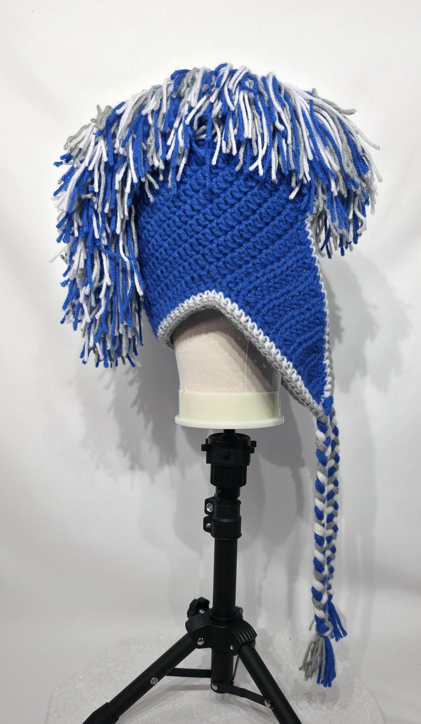 Detroit Lions Inspired Crochet Mohawk Hat, Adult L/XL