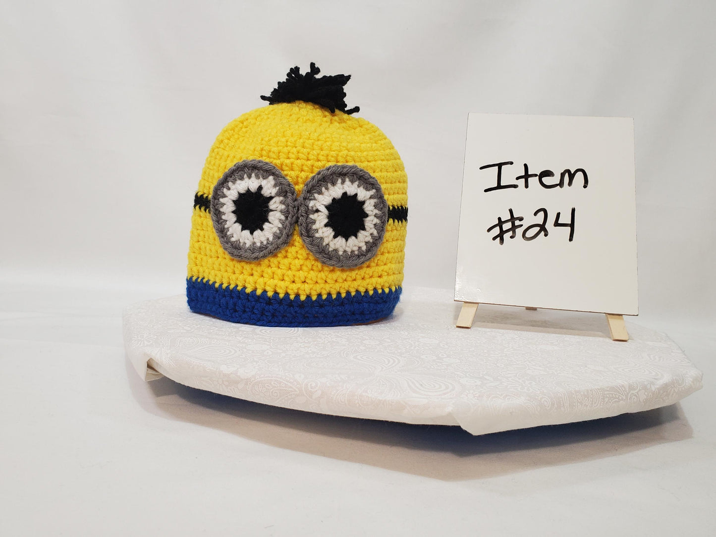 Item #24: Crochet Minion Inspired Hat, Size 3-6 Months, Made From 100% Acrylic Yarn