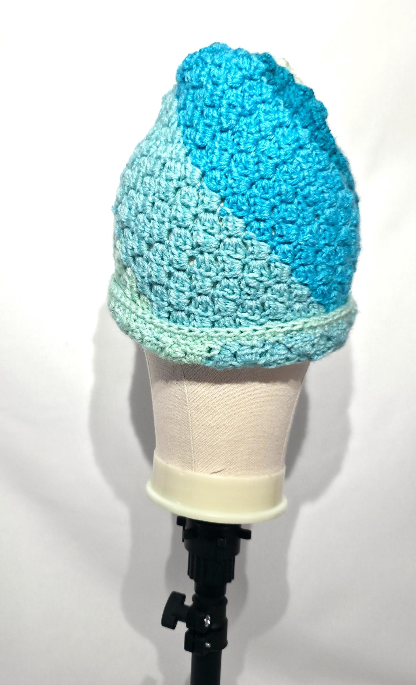 Crochet Hat and Scarf Set, Multi Colors of Blue