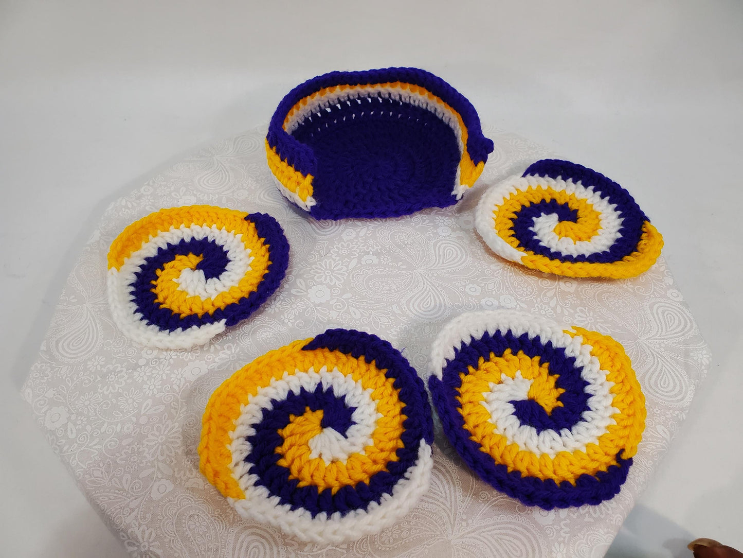 MN Vikings Inspired Coaster Set with Holder
