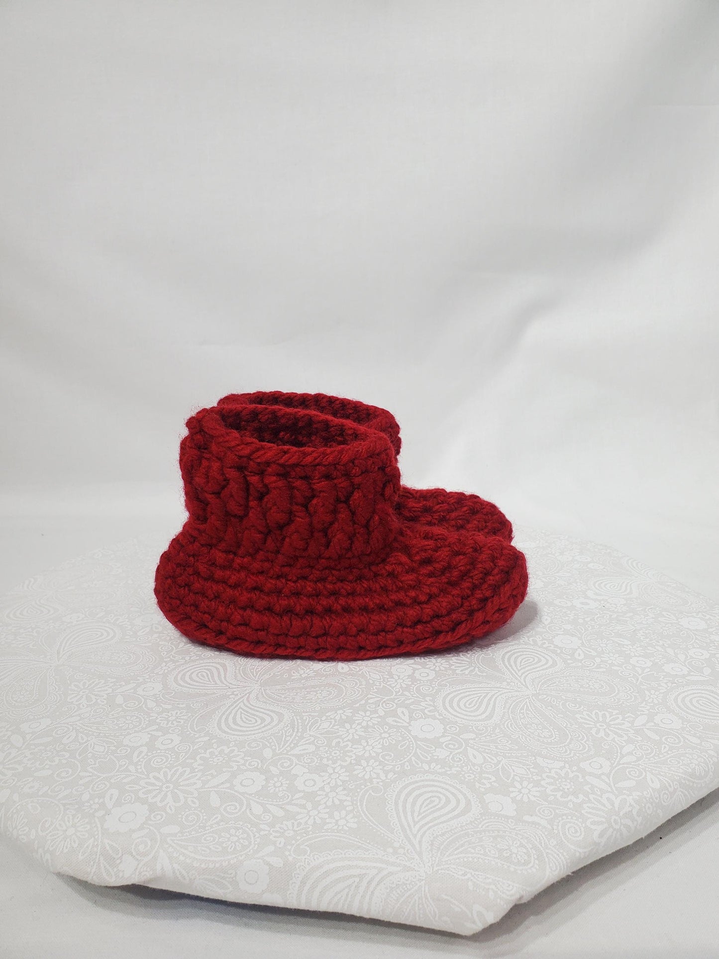 Crochet Children's Bootie, Maroon, Children's Size 11/12