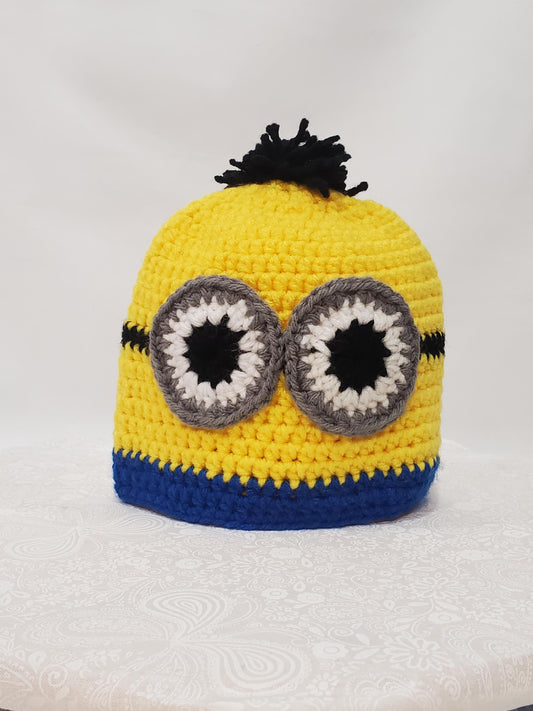 Item #24: Crochet Minion Inspired Hat, Size 3-6 Months, Made From 100% Acrylic Yarn