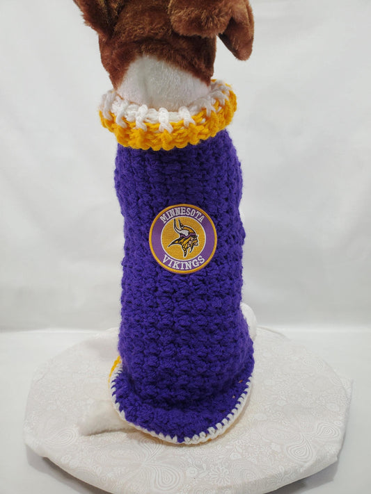 MN Vikings Inspired Dog Sweater for a small dog