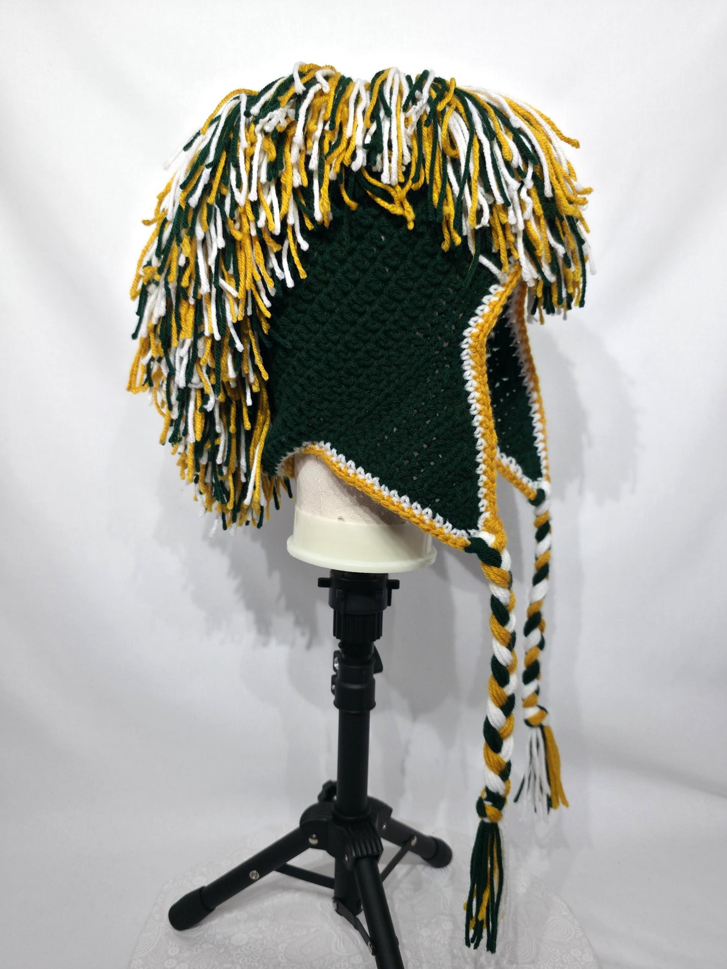 Green Bay Packers Inspired Crochet Mohawk Hat, Adult Med / Large
