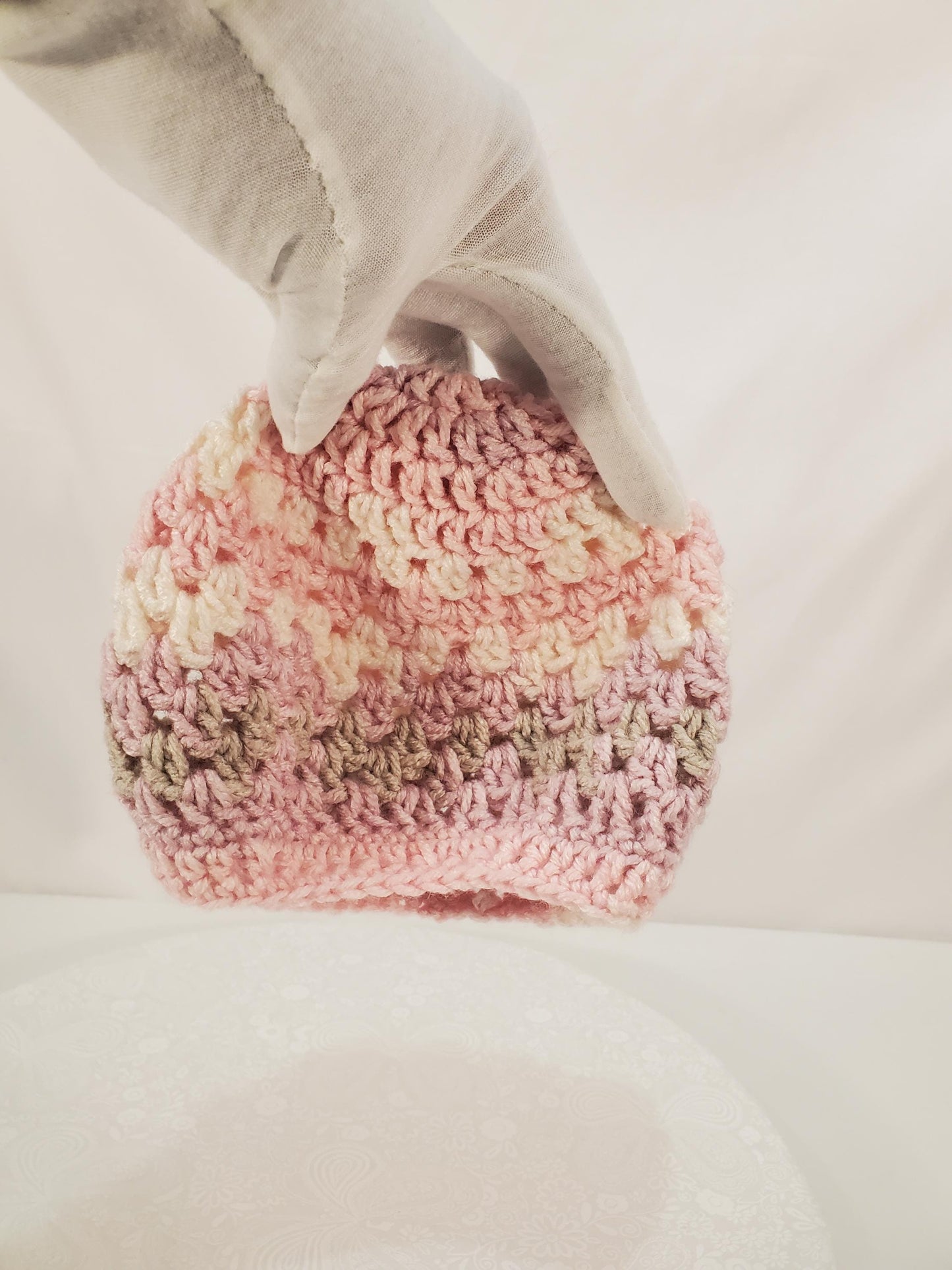 Item #93: Crochet Hat, Pink, Size 3 To 6 Months, Made With 100% Acrylic Yarn