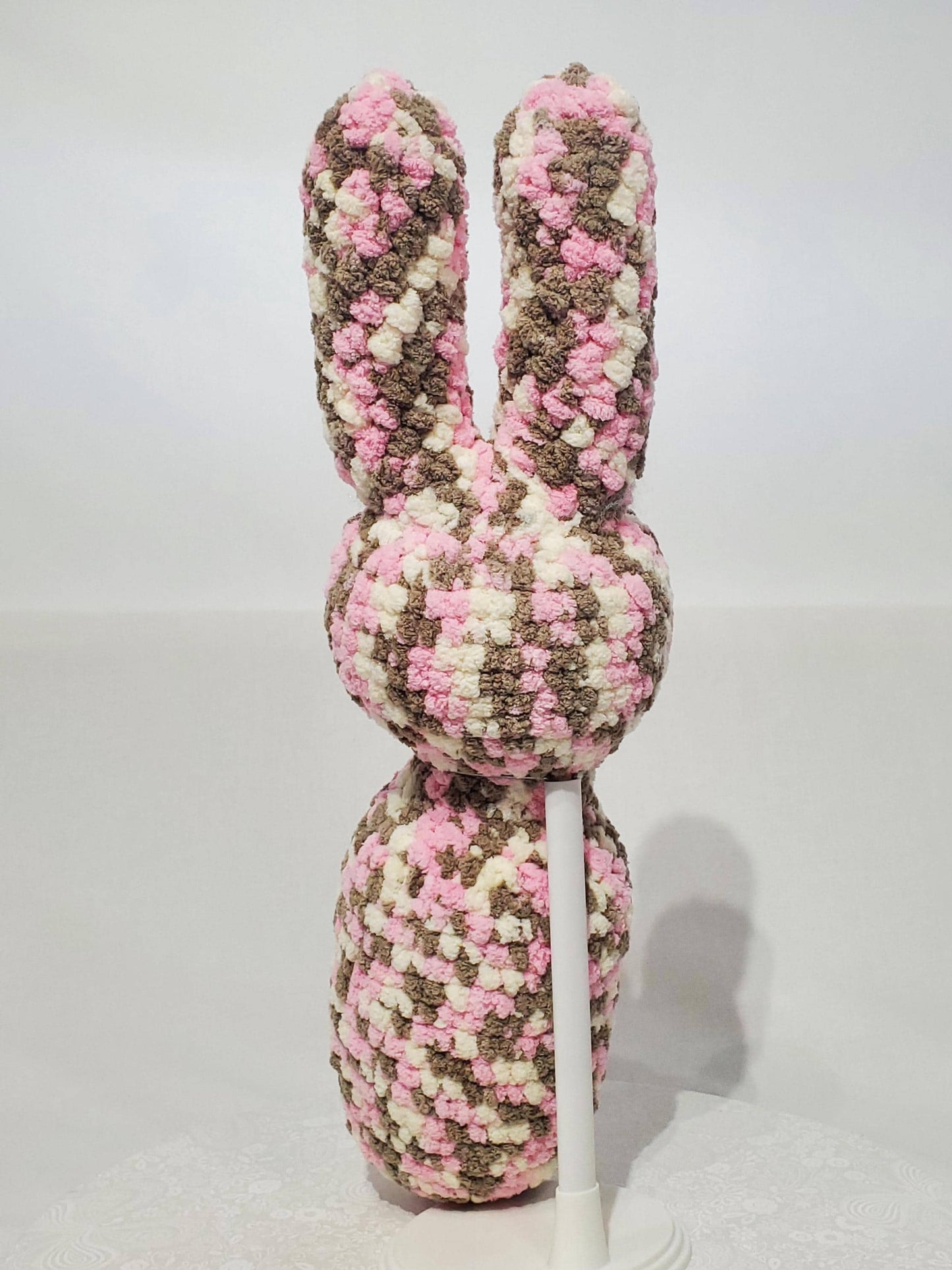 Crochet Bunny Stuffy / Plush Toy, Pink - White - Grey