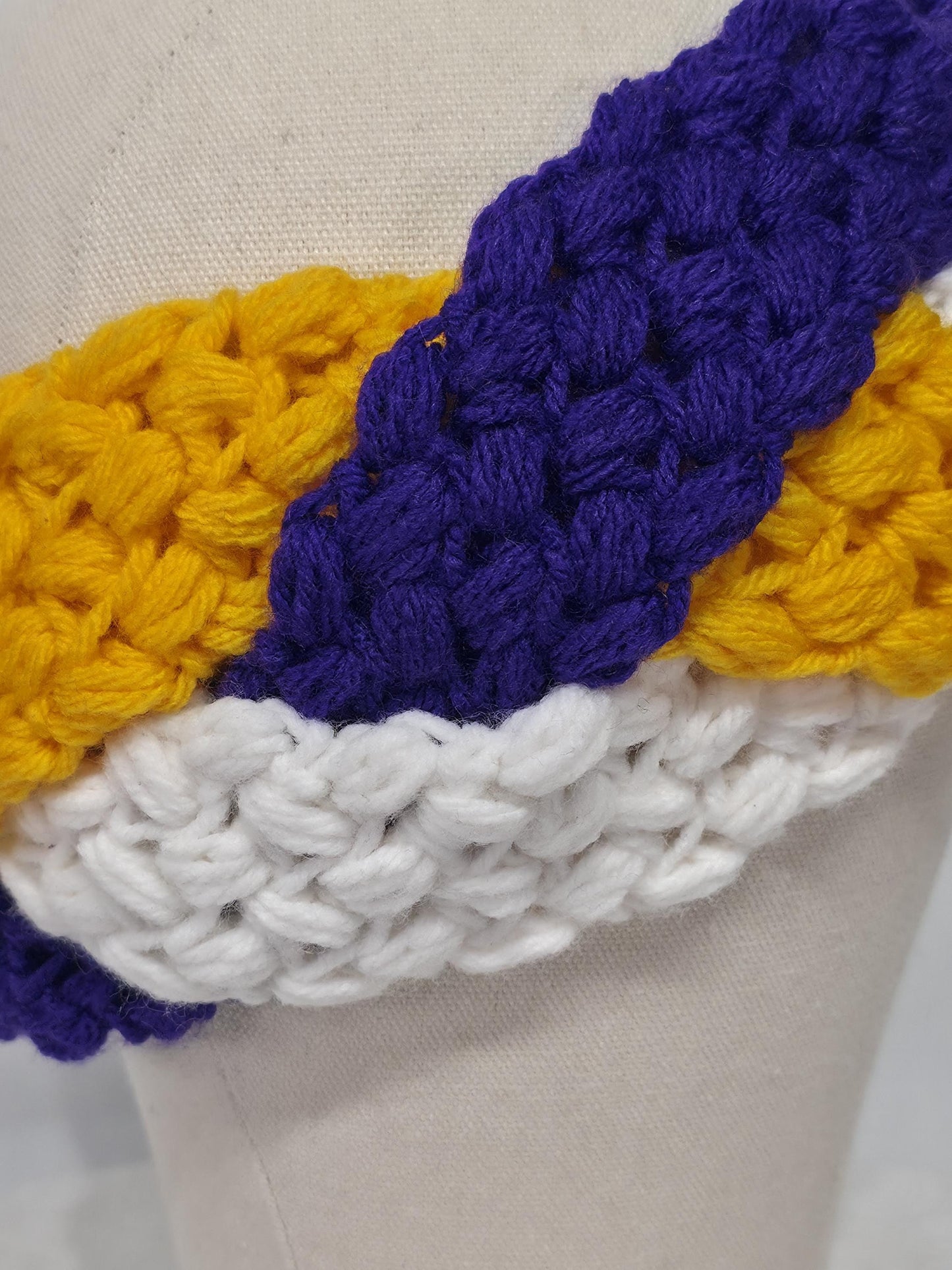 MN Vikings Inspired Crocheted Braided Ear Warmer - Adult Small