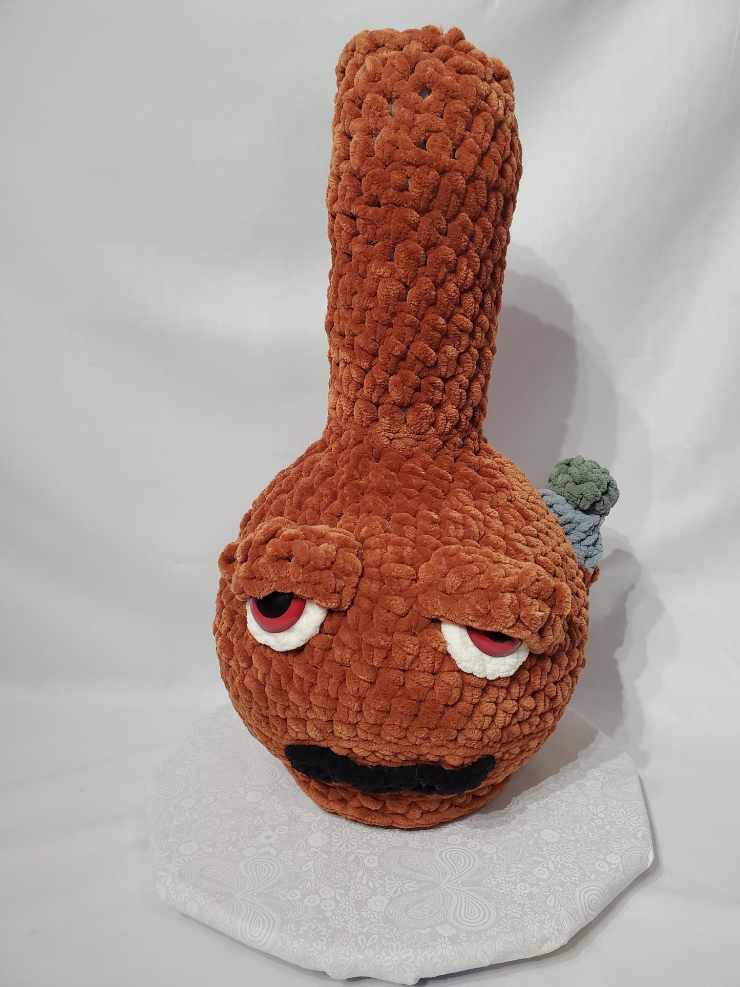 B20: Crochet Bong, brown, made with soft blanket yarn (100% polyester), plastic safety eyes, approx. 21" x 12", approx. 21" x 12"