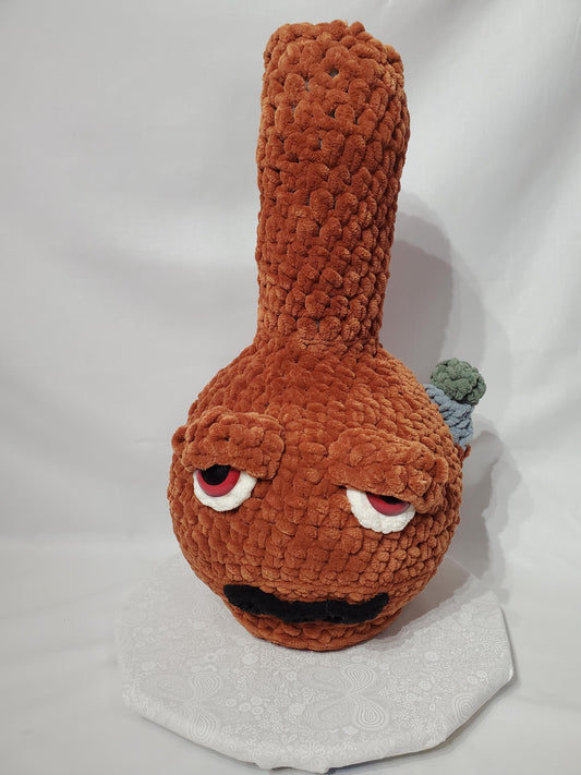 B20: Crochet Bong, brown, made with soft blanket yarn (100% polyester), plastic safety eyes, approx. 21" x 12", approx. 21" x 12"