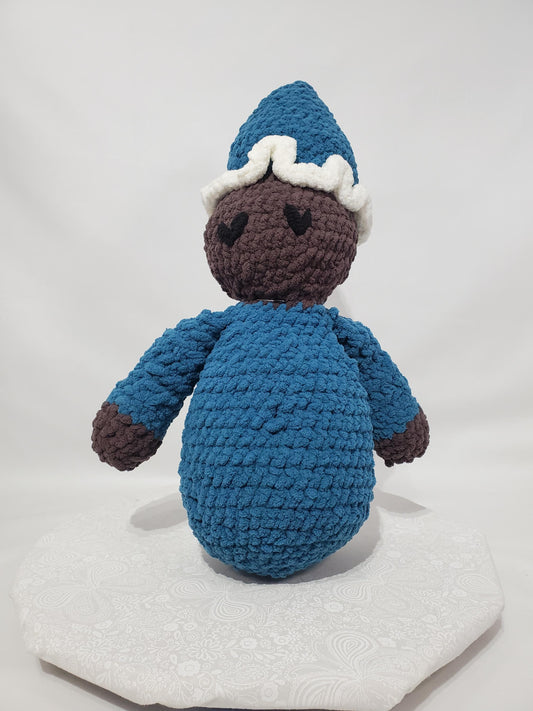 T17: Crochet Sleepy Doll, made with soft blanket yarn (100% acrylic yarn), approx. 16 in tall