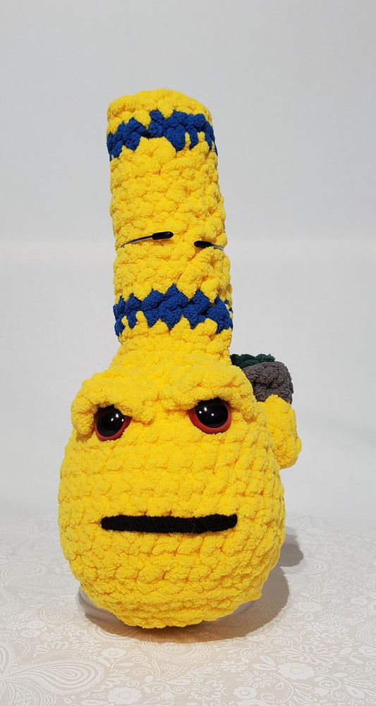 Crochet Bong, yellow and blue