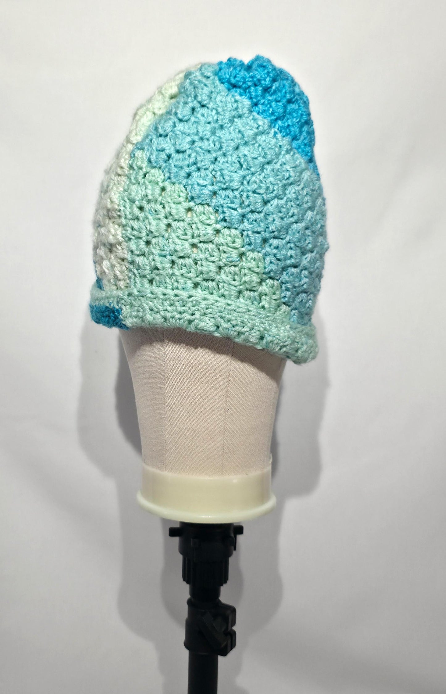 Crochet Hat and Scarf Set, Multi Colors of Blue