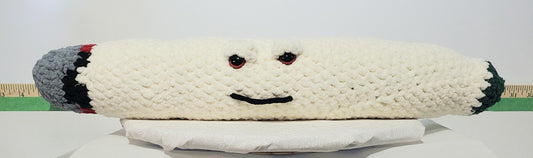 J9 - Crochet Joint / Doobie,  White 100% polyester soft blanket yarn, has safety eyes, approx. 22"x 4"