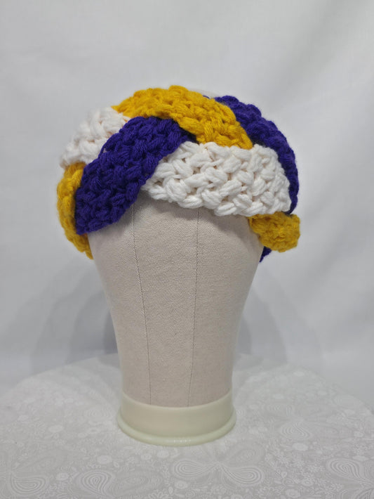 MN Vikings Inspired Crocheted Braided Ear Warmer - Adult S/M