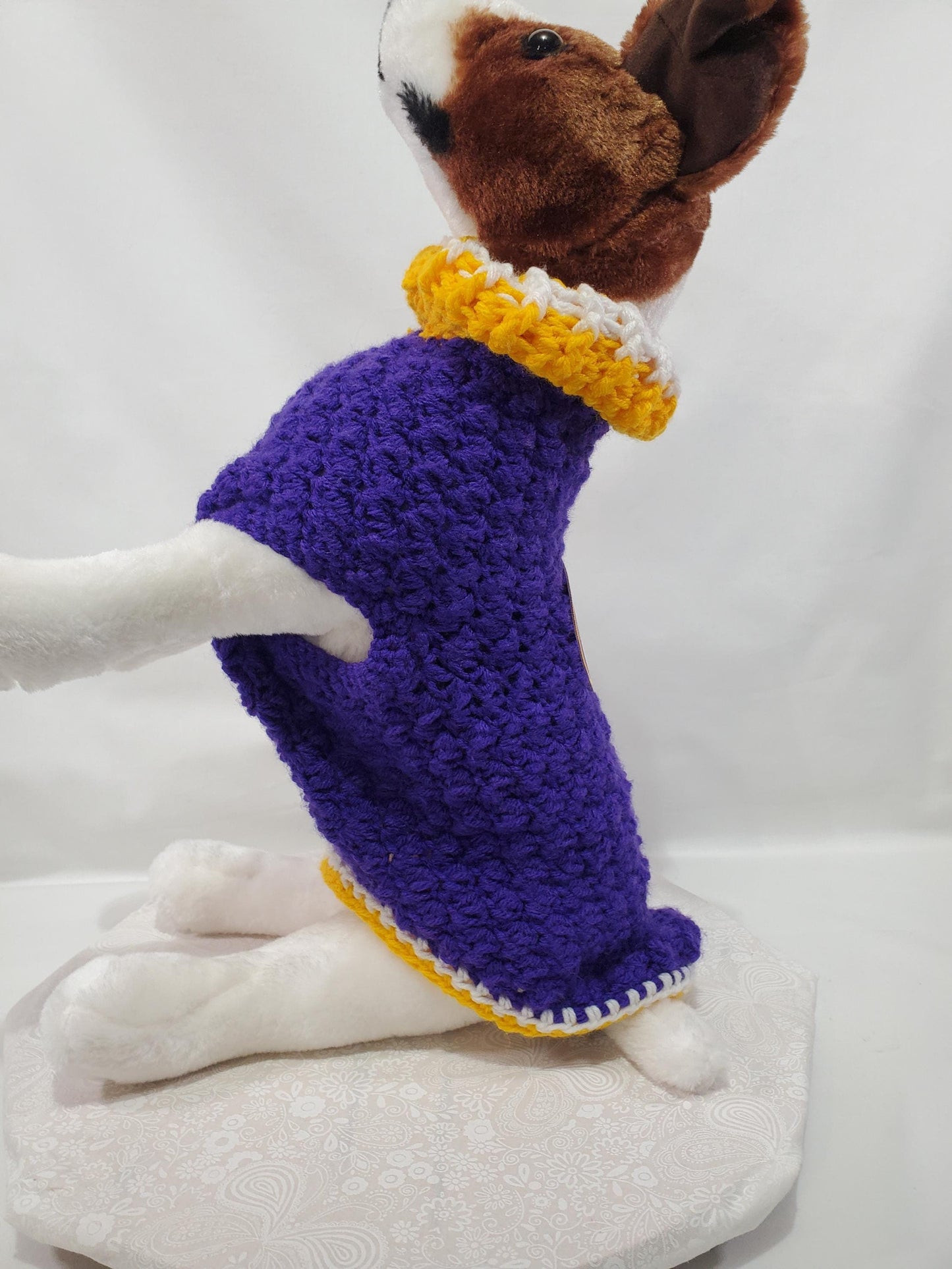 MN Vikings Inspired Dog Sweater for a small dog