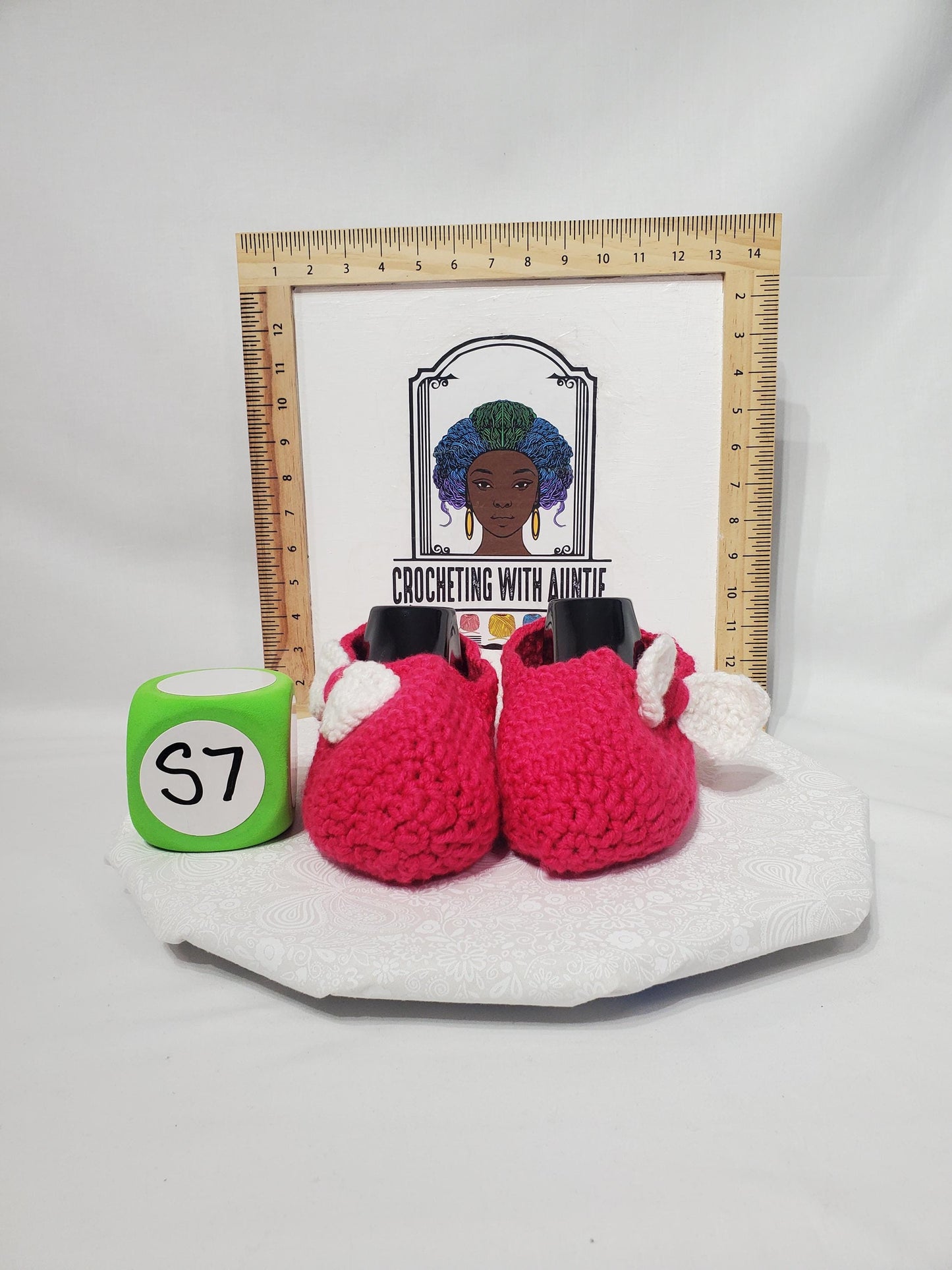 Crochet slippers / footies, Pink, Women's size 11/12