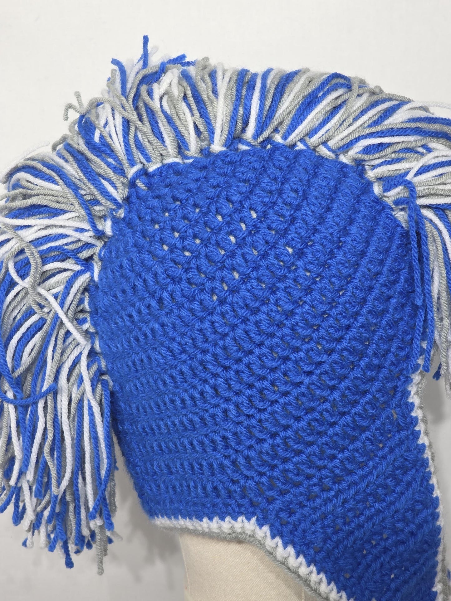 Detroit Lions Inspired Crochet Mohawk Hat, Adult L/XL
