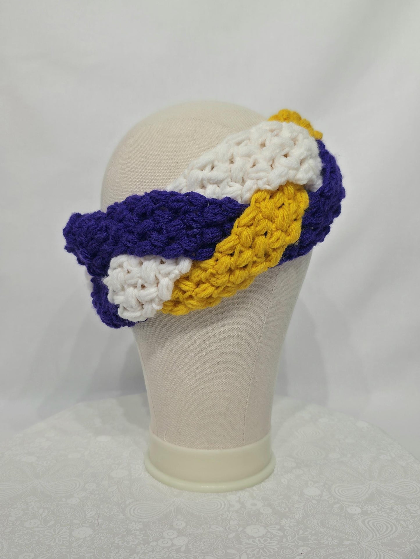 MN Vikings Inspired Crocheted Braided Ear Warmer - Adult S/M