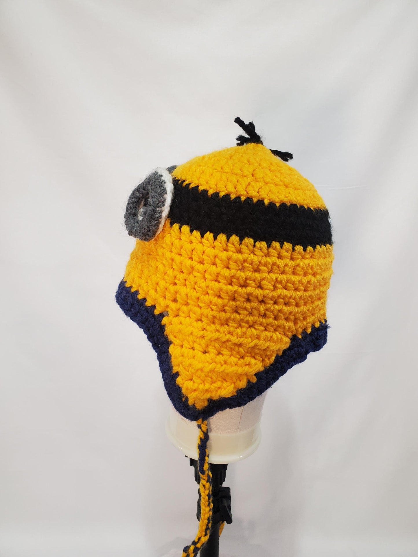 Item #25: Crochet Minion Inspired Hat, Size Adult Medium, Made From 100% Acrylic Yarn