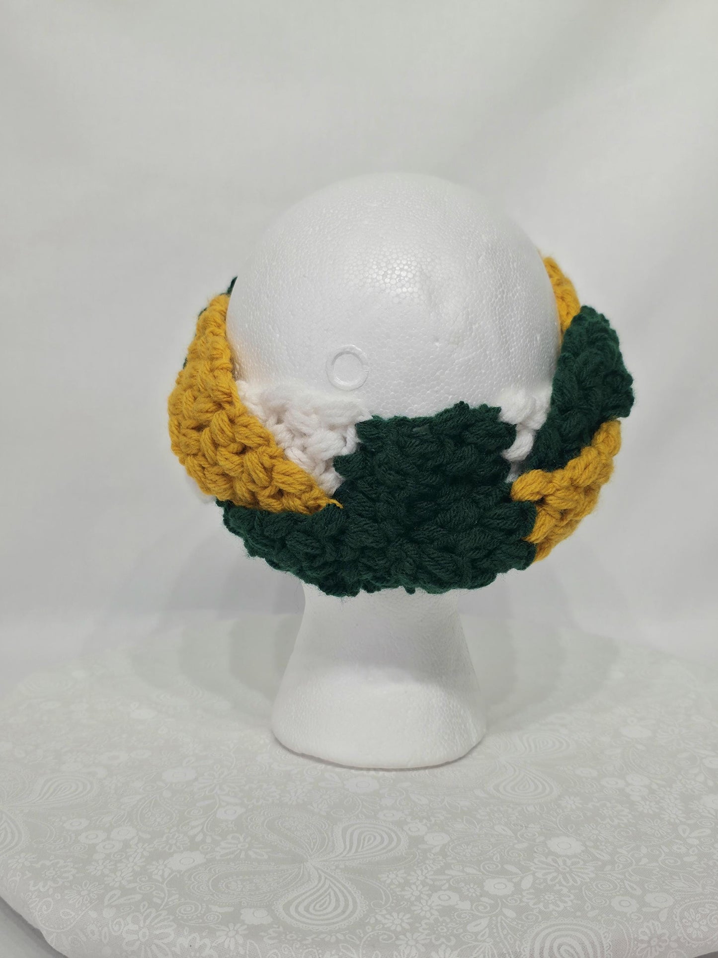 Green Bay Packers Inspired Crocheted Braided Ear Warmer, Child 4-12