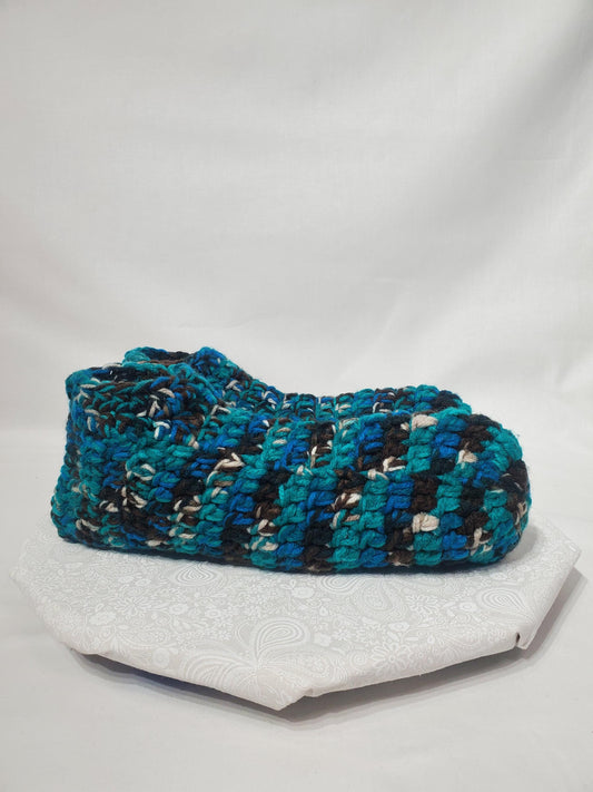 Item #12: Men's Crochet Slippers, Multi- Colored, Men's Size 15/16, Made With 100% Acrylic Yarn