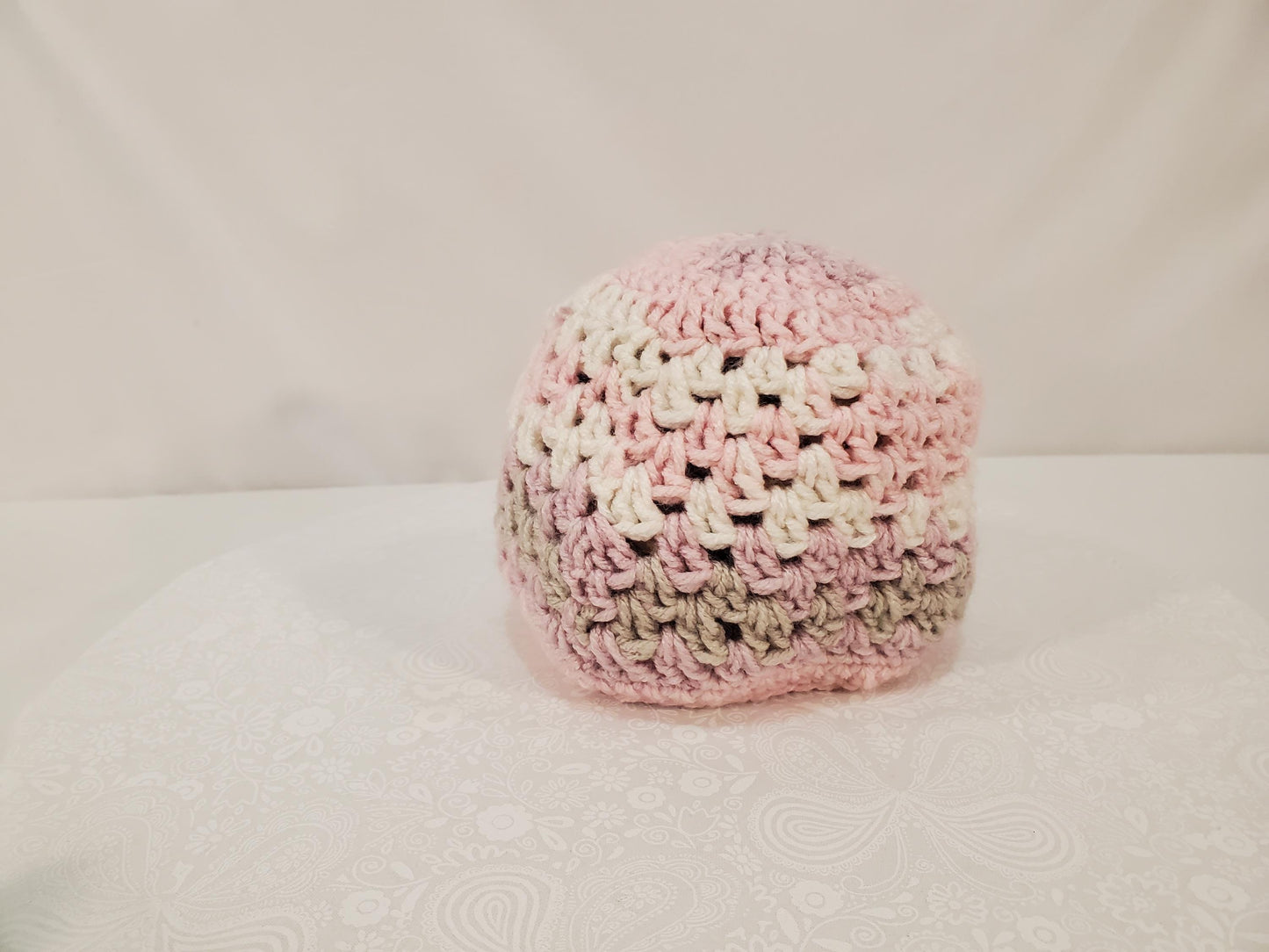 Item #93: Crochet Hat, Pink, Size 3 To 6 Months, Made With 100% Acrylic Yarn