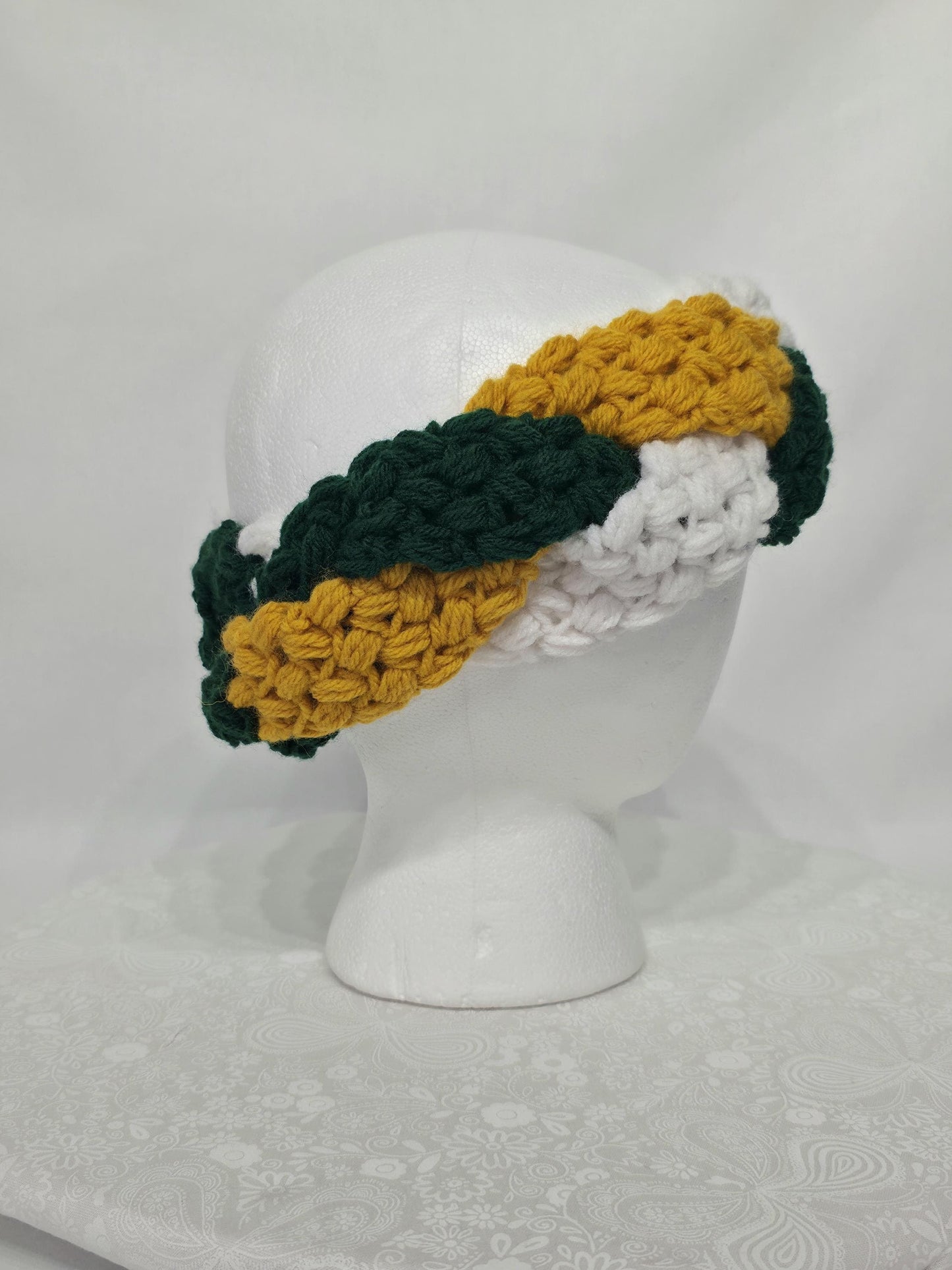 Green Bay Packers Inspired Crocheted Braided Ear Warmer, Child 4-12