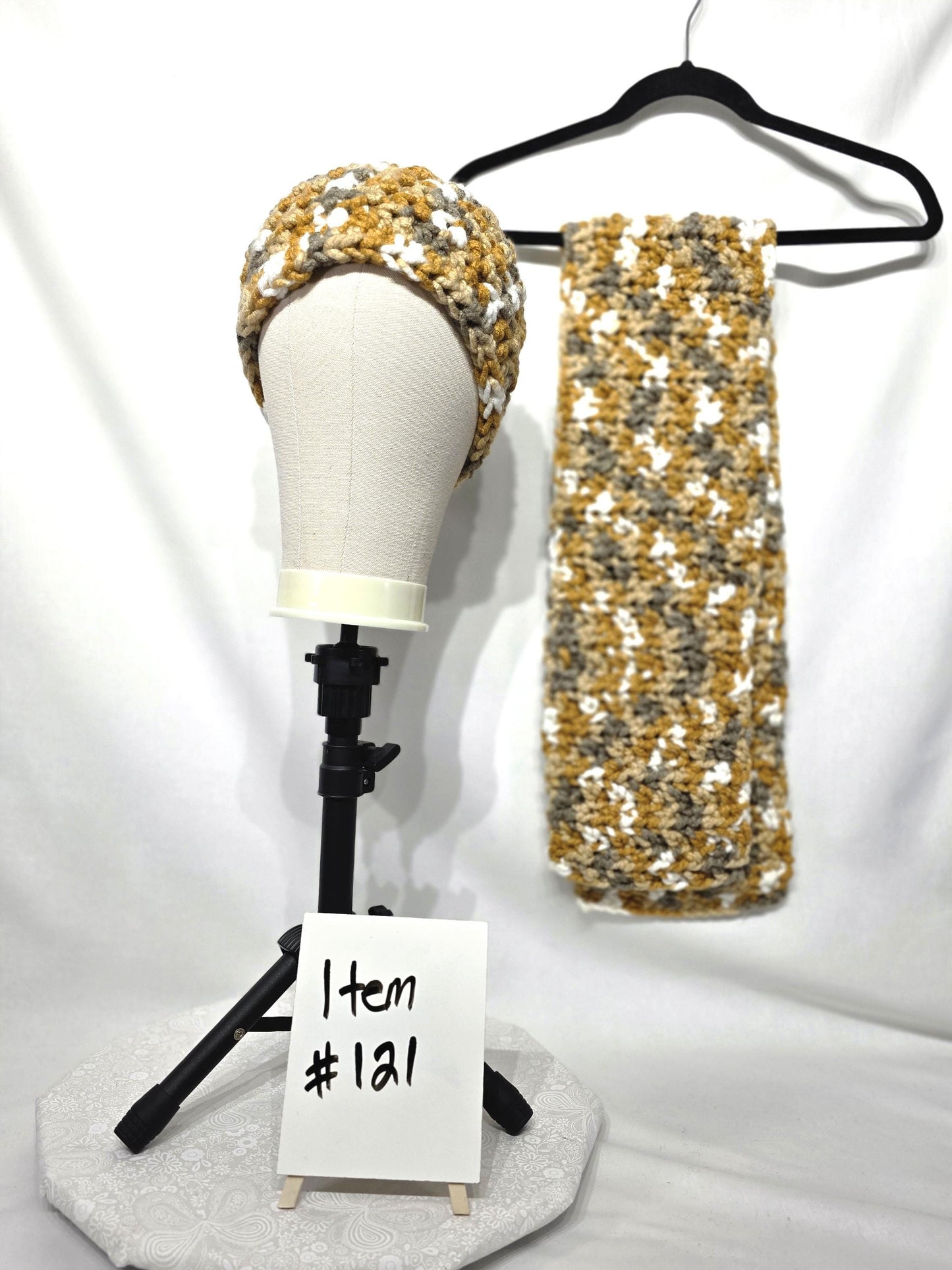 Ear warmer & Scarf set, made with thick 100% acrylic yarn