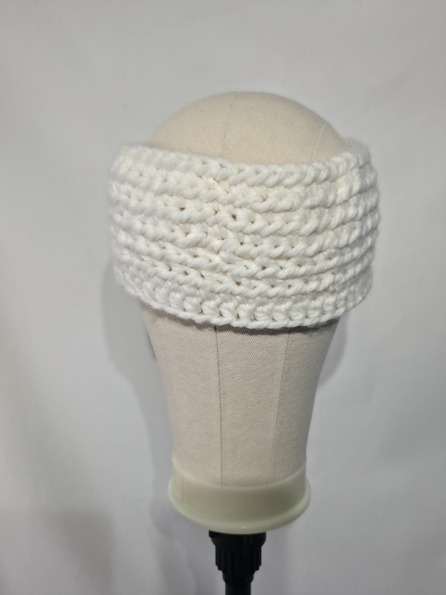 Crochet Scarf and Ear Warmer Set, Blue & White