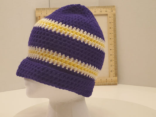 Item #33: MN Vikings Inspired Beanie, Children's (4y-10y), Made From 100% Of Acrylic Yarn