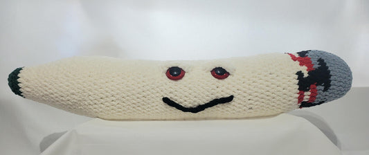 J13 - Crochet Joint / Doobie,  White 100% polyester soft blanket yarn, has safety eyes, approx. 32"x 6", 2 lb., 12 oz