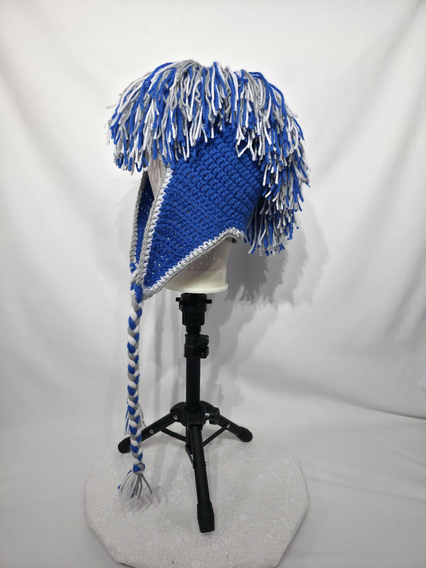 Detroit Lions Inspired Crochet Mohawk Hat, Adult L/XL