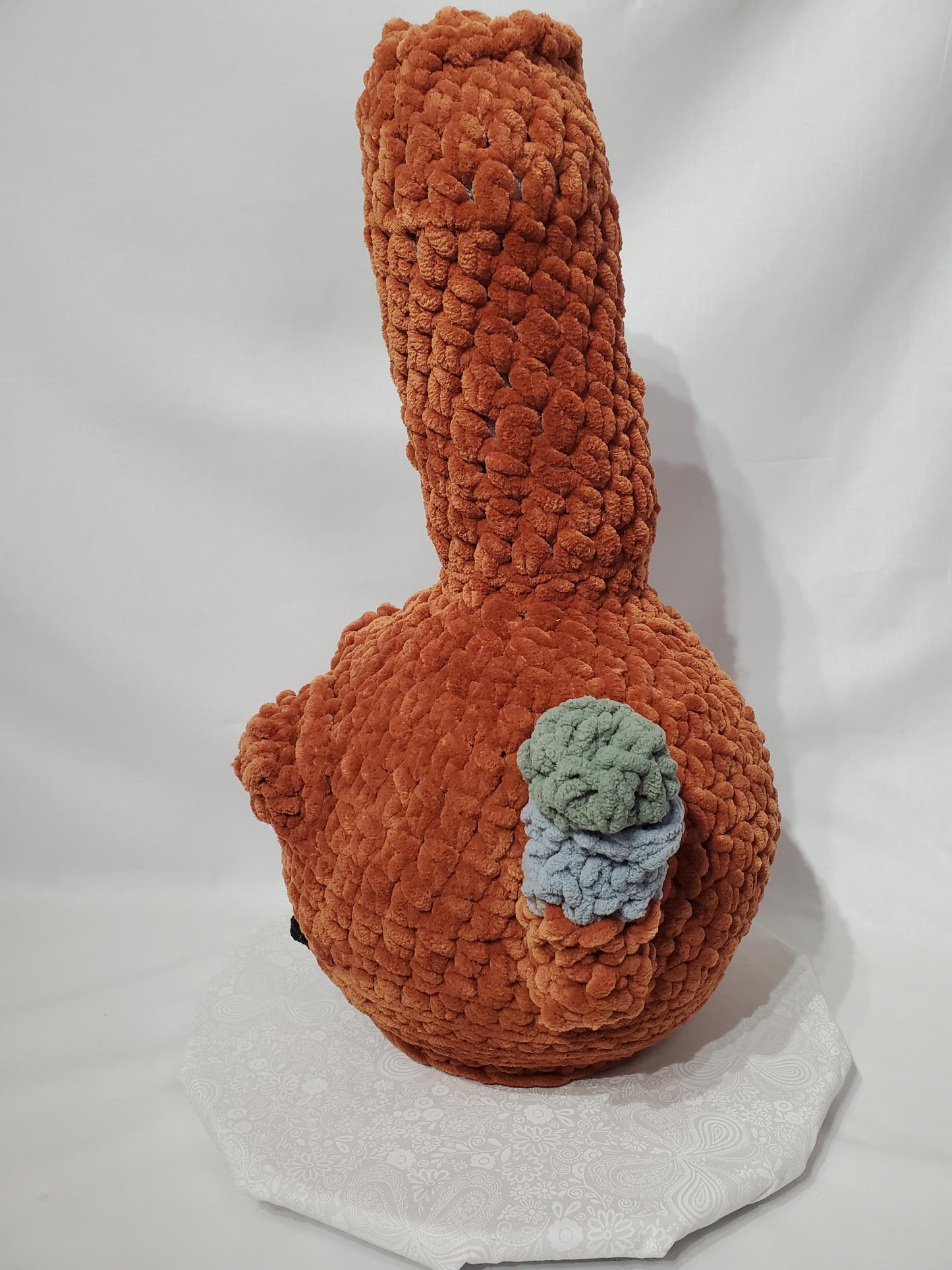 B20: Crochet Bong, brown, made with soft blanket yarn (100% polyester), plastic safety eyes, approx. 21" x 12", approx. 21" x 12"