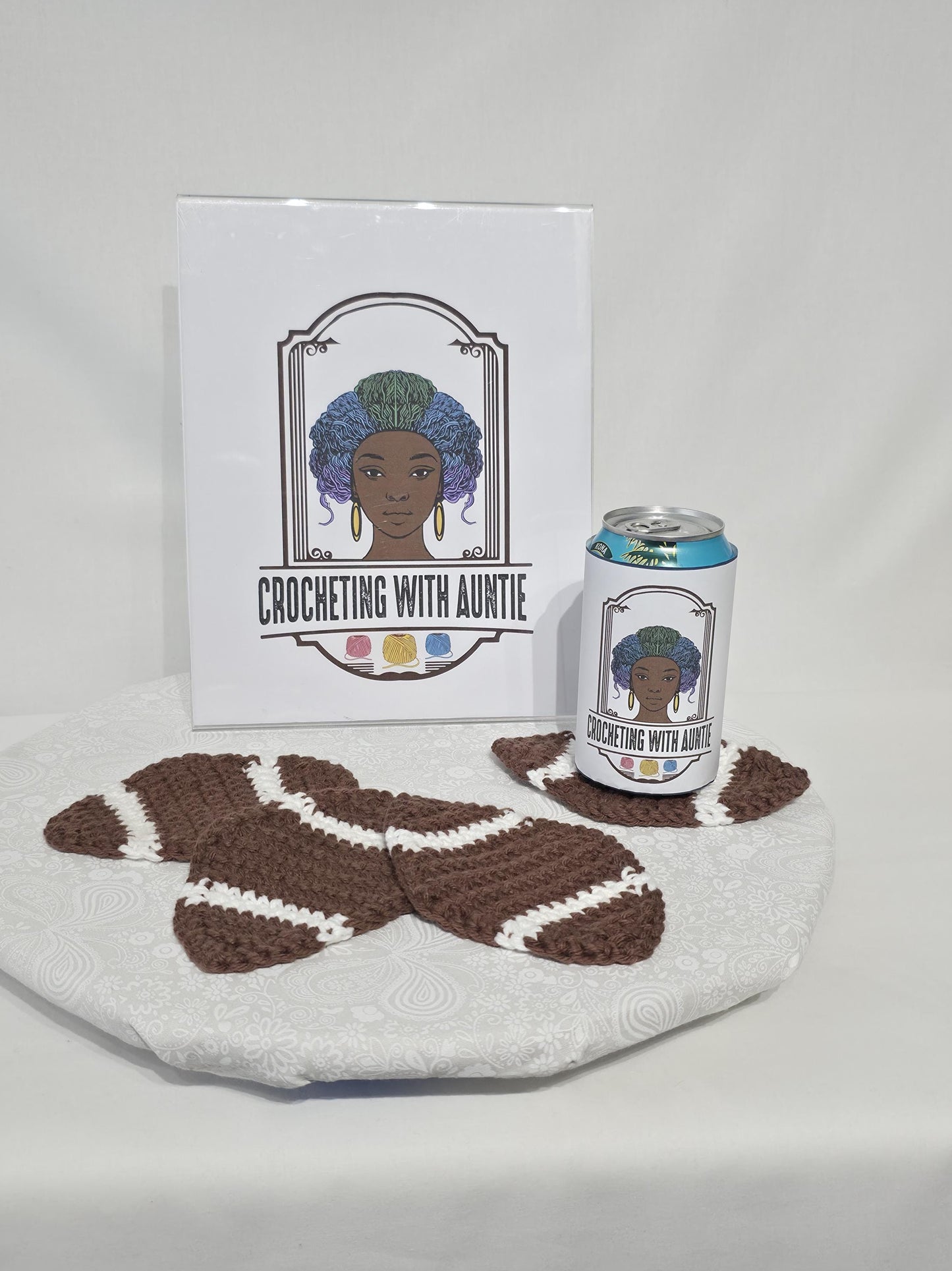 Crochet Football Shaped Coasters